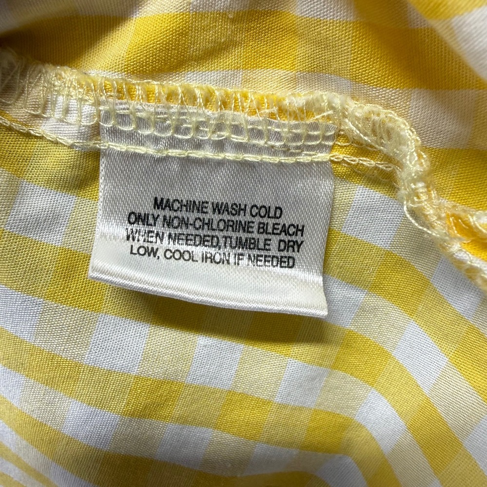 Basic Editions Yellow White Gingham Short Sleeve Button Down Shirt Womens XXL - Picture 6 of 9